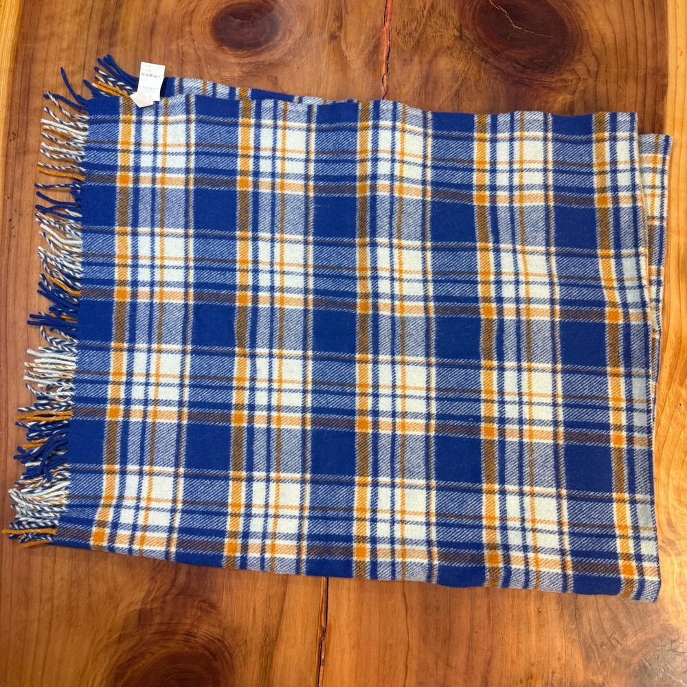 Pendleton Blanket Plaid Wool 75" x 52" Fringe Modern BB10